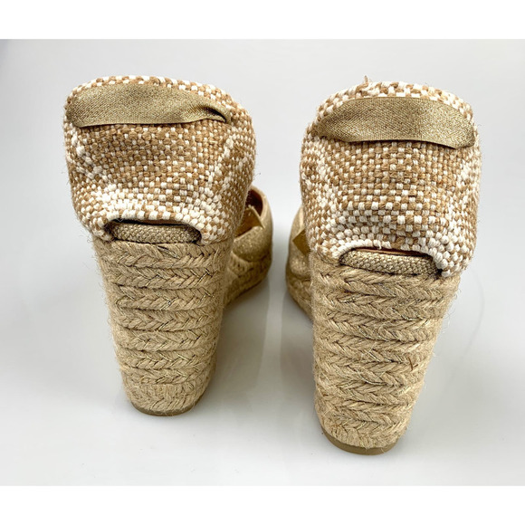 NIB CASTANER Carina Linen Wedge Espadrille Sandals Size 41 - Picture 6 of 12